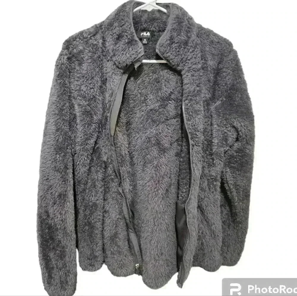 Womens Fila sport fuzzy teddy jacket!